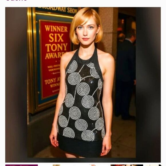 Black and White Swirl Halter Dress - Picture 1 of 8